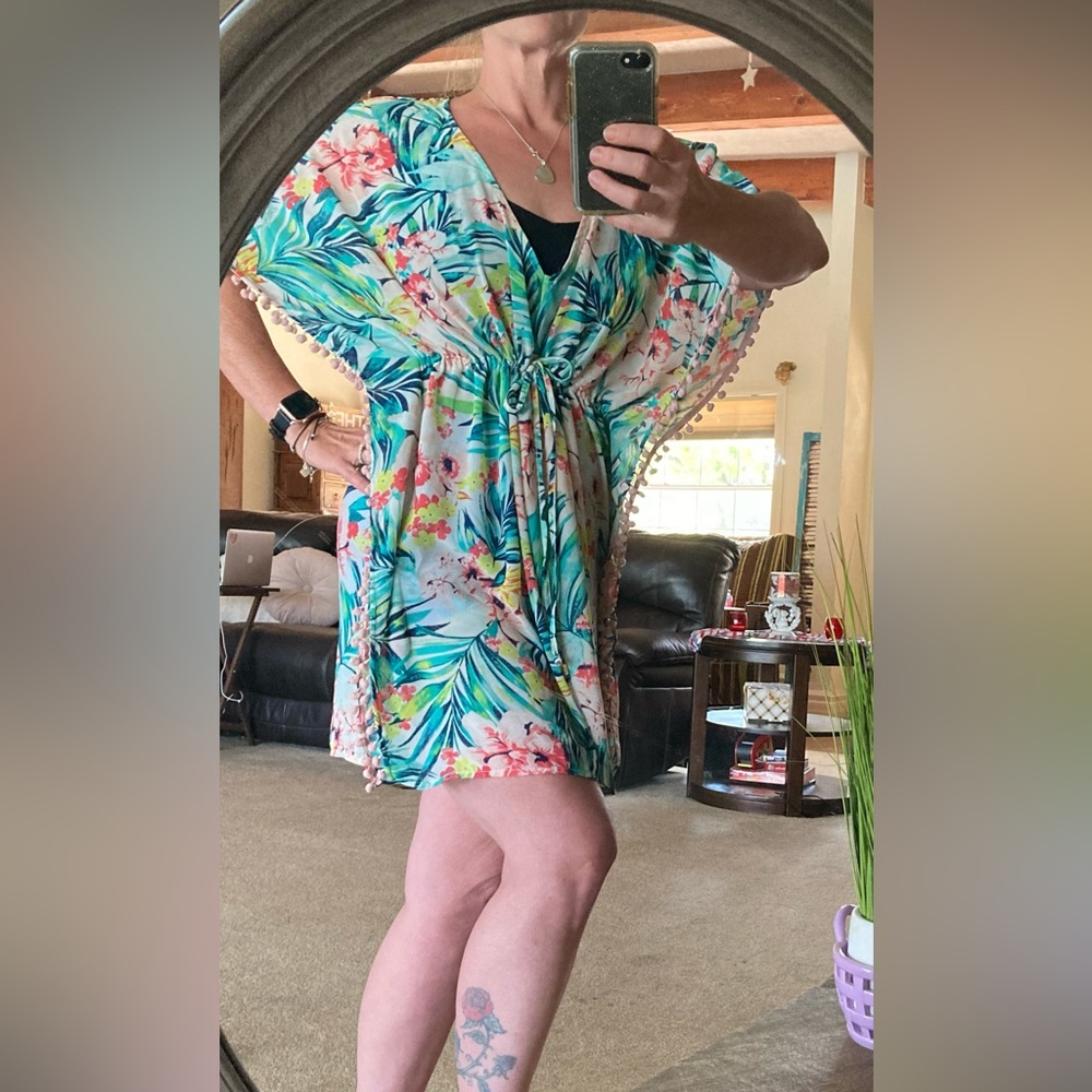 Merona Large floral Beach swim cover up